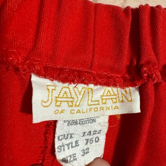 Vintage 80s Red Elastic High Waisted Shorts 32 - Picture 3 of 4